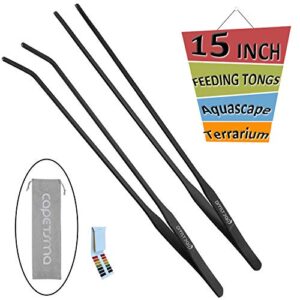 15" Aquarium Tweezers, Anti-rust Long Aquascaping Tools, Stainless Steel Feeding Tongs, Straight and Curved Forceps Nippers, Perfect for Planted Aquarium Fish Tank Reef Tank and Terrarium.