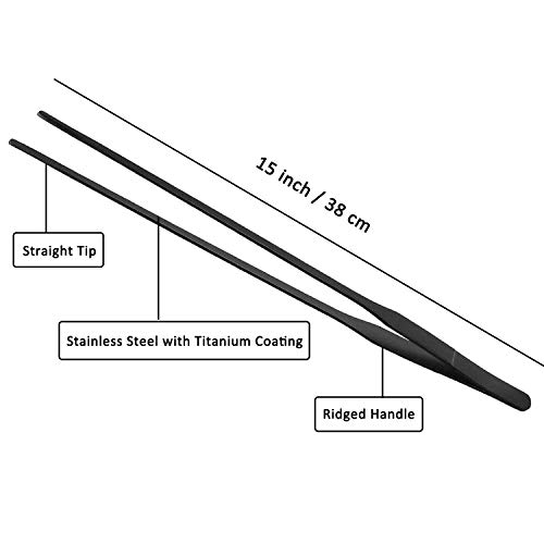 15" Aquarium Tweezers, Anti-rust Long Aquascaping Tools, Stainless Steel Feeding Tongs, Straight and Curved Forceps Nippers, Perfect for Planted Aquarium Fish Tank Reef Tank and Terrarium.