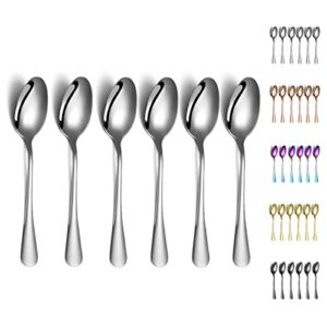 dinner spoons, kyraton 6 pieces 7.5" stainless steel table spoon, soup spoons, dessert spoons sliverware dishwasher safe set of 6