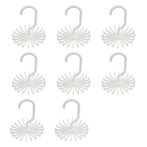 AUEAR, 8 Pack 360 Degree Rotating Scarf Hanger 20 Hooks Twirl Plastic Ties Hanger for Women Men Home Bedroom Supplies (White)