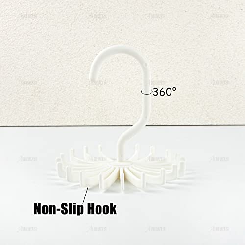 AUEAR, 8 Pack 360 Degree Rotating Scarf Hanger 20 Hooks Twirl Plastic Ties Hanger for Women Men Home Bedroom Supplies (White)