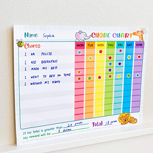 Youngever 16 Pack Laminated Dry Erase Chore Charts, Reusable Reward Chart for Classroom with 640 Star Stickers