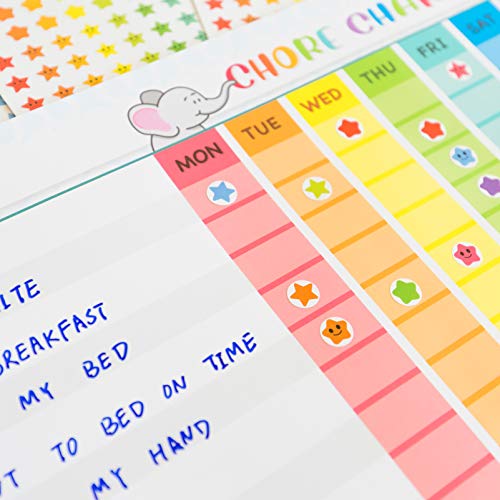 Youngever 16 Pack Laminated Dry Erase Chore Charts, Reusable Reward Chart for Classroom with 640 Star Stickers