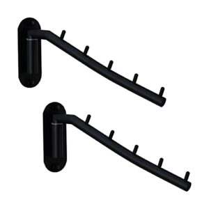 zivisk 2 pcs folding wall mounted clothes suit hangers rack with swing arm stainless steel heavy duty coat hook for bathroom, bedroom, laundry room - black
