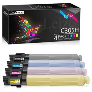 leize compatible toner cartridge replacement for ricoh mp c305 mp c305sp mp c305spf series printers for ricoh 841621 841591 841592 841593 toner - black 12,000 & color 4,000 pages [kcmy-4pack]