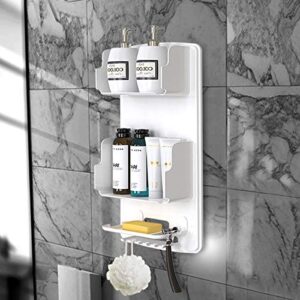 shower caddy - plastic shower organizer hanging, no drilling bathroom organizer with 6hook, baffle anti-drop design, removable shower holder for shampoo and soap is easy to clean