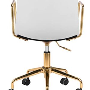 Zuo Modern - Eric Office Chair White & Gold - Modern - Seating - Steel, Foam, 100% Polyurethane - Indoor - 35.4in Height