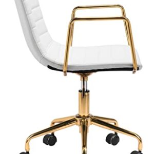 Zuo Modern - Eric Office Chair White & Gold - Modern - Seating - Steel, Foam, 100% Polyurethane - Indoor - 35.4in Height
