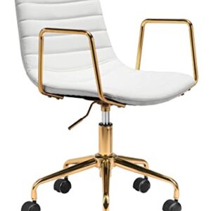 Zuo Modern - Eric Office Chair White & Gold - Modern - Seating - Steel, Foam, 100% Polyurethane - Indoor - 35.4in Height