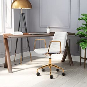 Zuo Modern - Eric Office Chair White & Gold - Modern - Seating - Steel, Foam, 100% Polyurethane - Indoor - 35.4in Height