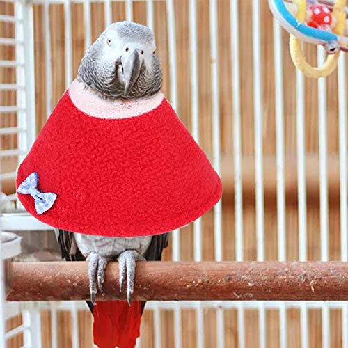 Mummumi Pet Collr, Bird Elizabethan Collar Recovery Anti-Bite Neck Collar for Parrots Budgies Parakeet Cockatiels (M-Red)