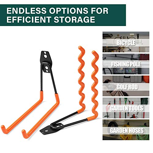 Garage Hooks Heavy Duty, 12 Packs Steel Garage Storage Hooks, Wall Mount Utility Hooks with Anti-Slip Coating, Tool Organizer for Power Tools, Ladders, Bikes, Garden Yard Tool Organizer for Garage