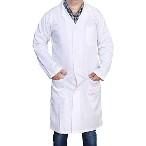 DR Uniforms Unisex Lab Coats - 100% Cotton, Sanforized to Prevent Shrinking - White (S)