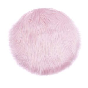 auear, faux fur sheepskin chair cover seat cushion soft small area rug mini round fluffy carpets for photographing living room bedroom sofa decor carpet (12 inch, pink color)