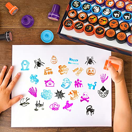 24 Pcs Assorted Halloween Stamps, Children Self-Ink Stampers for Party(24 Designs), Holiday Toy Gift Halloween Game Prizes for Kids