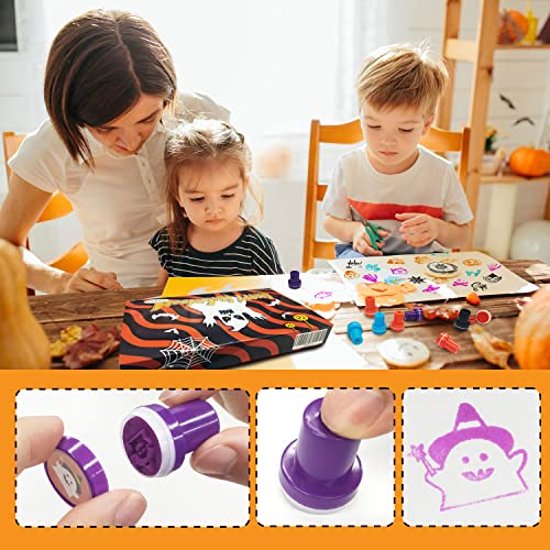 24 Pcs Assorted Halloween Stamps, Children Self-Ink Stampers for Party(24 Designs), Holiday Toy Gift Halloween Game Prizes for Kids