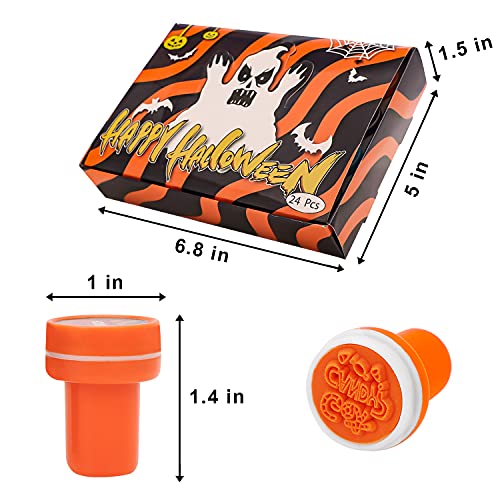 24 Pcs Assorted Halloween Stamps, Children Self-Ink Stampers for Party(24 Designs), Holiday Toy Gift Halloween Game Prizes for Kids