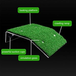 La La Pet® Creative Floating Tortoise Basking Platform with Artificial Grass & Ramp Turtle Resting Terrace Reptile Climbing Platform for Aquarium and Fish Tank Decor (L)