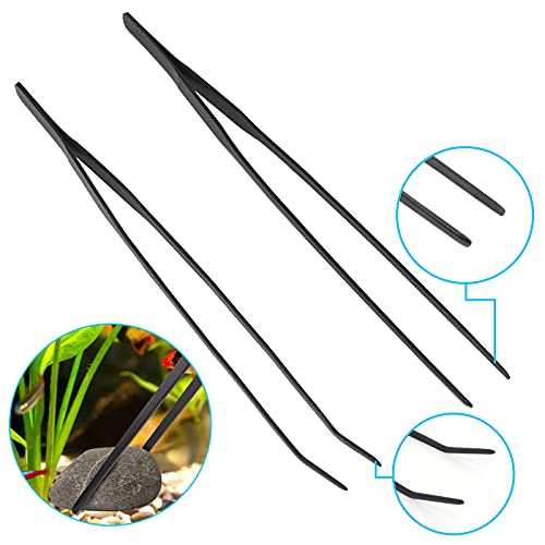 Trabulate zhuohua Aquarium Aquascape Plant Tools Kits,Including Stainless Steel Black Aquarium Scissor Tweezers Spatula Tool and Flexible Pipe Cleaner with Stainless Steel Long Tube Cleaning Brush