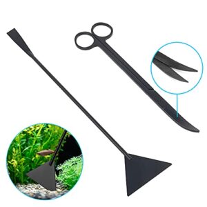 Trabulate zhuohua Aquarium Aquascape Plant Tools Kits,Including Stainless Steel Black Aquarium Scissor Tweezers Spatula Tool and Flexible Pipe Cleaner with Stainless Steel Long Tube Cleaning Brush