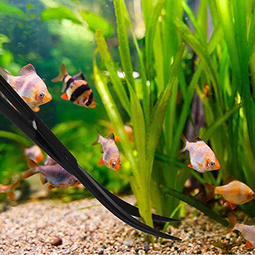 Trabulate zhuohua Aquarium Aquascape Plant Tools Kits,Including Stainless Steel Black Aquarium Scissor Tweezers Spatula Tool and Flexible Pipe Cleaner with Stainless Steel Long Tube Cleaning Brush