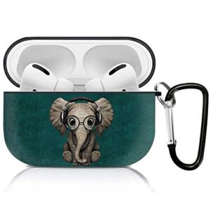 zacharymarcus compatible with airpods pro case, premium tpu shockproof protective cover for airpods pro, for airpods pro charging case headphone case with keychain - (no led light) (elephant)