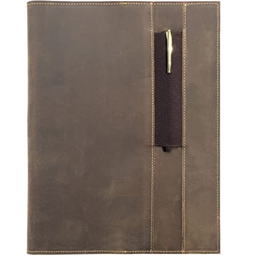 Leather Refillable Journal Cover for Men and Women, Handmade Gift Set for Moleskine Cahier XL with Stylish Pen and Card Holder, Vintage and Classic, Notebook, Sketchbook, Planner and Diary (10.5x16.4")