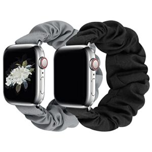 jieliele compatible with scrunchie apple watch band 38mm 40mm 41mm 42mm 44mm 45mm for women,cute wristbands straps elastic scrunchy band for iwatch series 8 7 6 5 4 3 2 1 ultra se (s-38/40 set-bg)