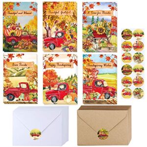 120 sets bulk thanksgiving cards with envelopes stickers assortment 6 designs watercolor vintage truck pumpkins greeting cards blank holiday harvest cards give thanks cards 4x6 for fall autumn party
