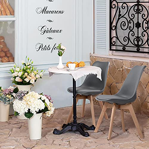 Yaheetech Dining Chairs DSW Chair Accent Chair Shell PU Side Chair with Beech Wood Legs Modern Mid Century Eiffel Inspired Chair Upholstered Dining Room Living Room Bedroom Kitchen Dark Gray, 4Pcs