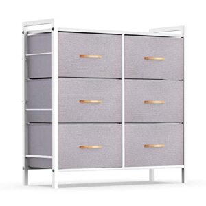romoon dresser organizer with 6 drawers, fabric storage dresser tower for bedroom, hallway, entryway, closets - gray