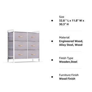 ROMOON Dresser Organizer with 6 Drawers, Fabric Storage Dresser Tower for Bedroom, Hallway, Entryway, Closets - Gray