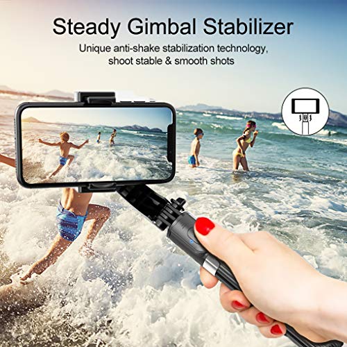 Selfie Stick Gimbal Stabilizer, UPXON 360° Rotation Tripod with Wireless Remote, Portable Phone Holder, Auto Balance 1-Axis Gimbal for Smartphones Tiktok Vlog Youtuber Live Video Record