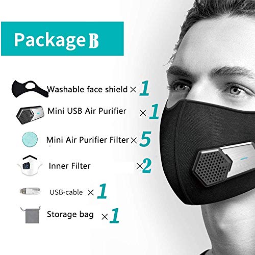 Ruishenger Personal Wearable Air Purifiers Maskes,Portable Mini air Purifier,Cycling,Running,Mountaineering,Outdoor sports,Tourism (SET,Black)