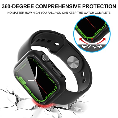 Suoman 2-Pack for Apple Watch Series 8/7/6/5/4/Series SE/SE 2 40mm All-Around Screen Protector Case, Tempered Glass Screen Protector Case Ultra-Thin for iWatch 40mm Protection Cover - Black