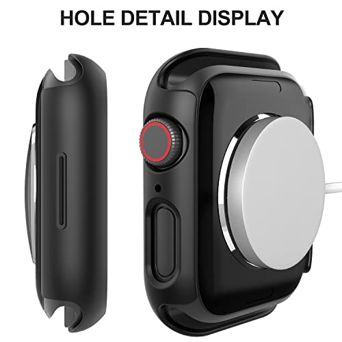 Suoman 2-Pack for Apple Watch Series 8/7/6/5/4/Series SE/SE 2 40mm All-Around Screen Protector Case, Tempered Glass Screen Protector Case Ultra-Thin for iWatch 40mm Protection Cover - Black