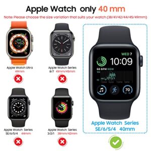 Suoman 2-Pack for Apple Watch Series 8/7/6/5/4/Series SE/SE 2 40mm All-Around Screen Protector Case, Tempered Glass Screen Protector Case Ultra-Thin for iWatch 40mm Protection Cover - Black