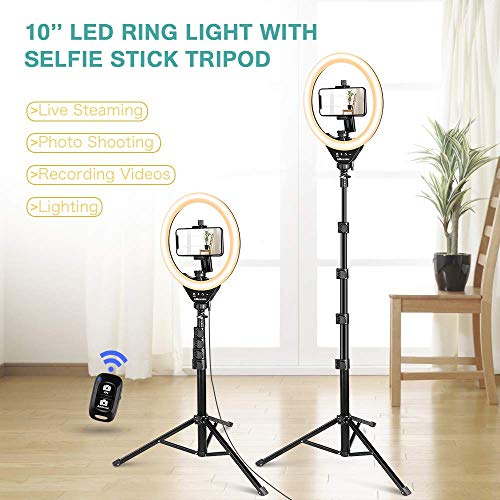 UBeesize 10’’ Ring Light with Tripod, Selfie Ring Light with 62’’ Tripod Stand, Light Ring for Video Recording ＆ Live Streaming(YouTube, Instagram, TIK Tok), Compatible with Phones and Cameras
