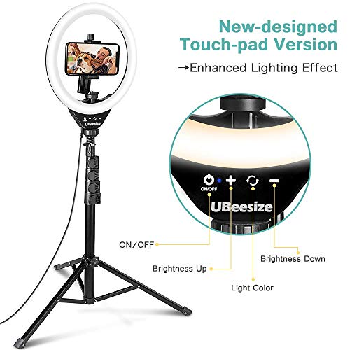 UBeesize 10’’ Ring Light with Tripod, Selfie Ring Light with 62’’ Tripod Stand, Light Ring for Video Recording ＆ Live Streaming(YouTube, Instagram, TIK Tok), Compatible with Phones and Cameras