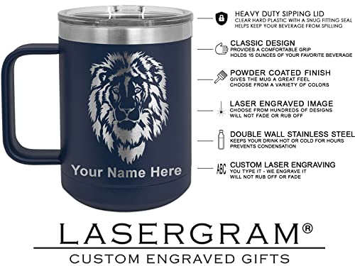 LaserGram 15oz Vacuum Insulated Coffee Mug, Sailboat, Personalized Engraving Included (Navy Blue)