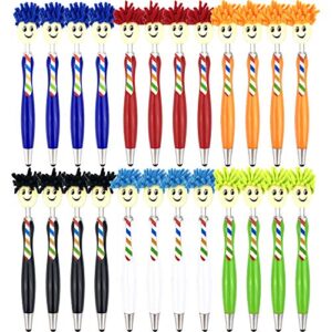 yarachel mop topper pens - screen cleaner stylus pens 3-in-1 stylus pen duster creative gel ink rollerball pen for school home office stationery store kids girls gift (6 colors, 24 pieces)