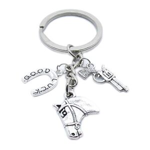 50 Pieces Keychain Keyring Jewellery Clasps Charms Suppliers ZI7R4H Head Hoof Horse Horseshoe Gun Revolver