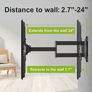 USX MOUNT Full Motion TV Wall Mount Fits for Most 26-55 Inch TVs 24" Extension Arm with Swivel Articulating Arm Rotation & Tilt, Corner Center Design TV Mount Bracket MAX VESA 400x400mm and 88lbs