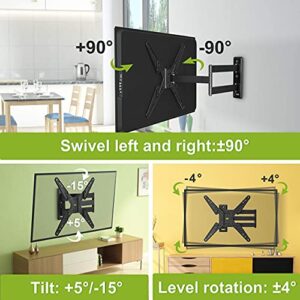 USX MOUNT Full Motion TV Wall Mount Fits for Most 26-55 Inch TVs 24" Extension Arm with Swivel Articulating Arm Rotation & Tilt, Corner Center Design TV Mount Bracket MAX VESA 400x400mm and 88lbs