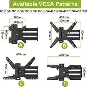 USX MOUNT Full Motion TV Wall Mount Fits for Most 26-55 Inch TVs 24" Extension Arm with Swivel Articulating Arm Rotation & Tilt, Corner Center Design TV Mount Bracket MAX VESA 400x400mm and 88lbs