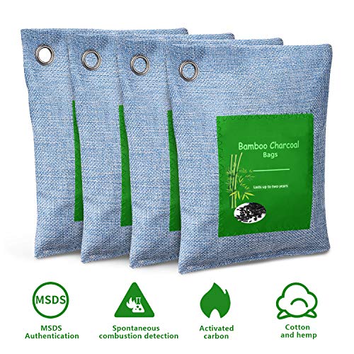 MerLerner 4 Pack Bamboo Charcoal Bag Activated Bamboo Charcoal Bags For Home、Car、Shoes、Refrigerator(2/4/6 Pack,2 Colors)