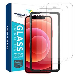 tech armor ballistic glass screen protector designed for apple new iphone 12 mini 5.4 inch 3 pack tempered glass 2020