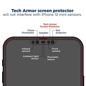 Tech Armor Ballistic Glass Screen Protector Designed for Apple NEW iPhone 12 mini 5.4 Inch 3 Pack Tempered Glass 2020