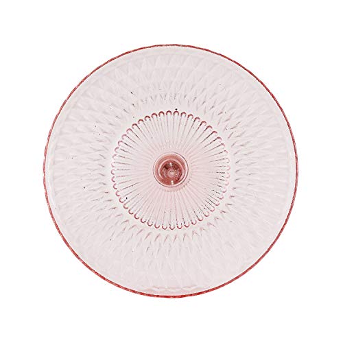 Amici Home Rochester Footed Glass Cake Stand | Round Vintage Style Cake Plate | Serving Platter for Cupcakes, Cookies, Birthday Cake | Dessert Display Stand for Parties, Weddings, and Gift (Pink)