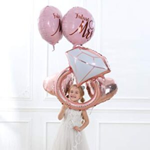 32 inch Diamond Ring Foil Balloon 22inch Rose Gold She Said Yes Balloon Future Mrs Foil Balloons Rose Gold Heart shape Foil Balloon Great for Bridal Shower Bride to be Party Wedding Engagement Decoration (5pcs)